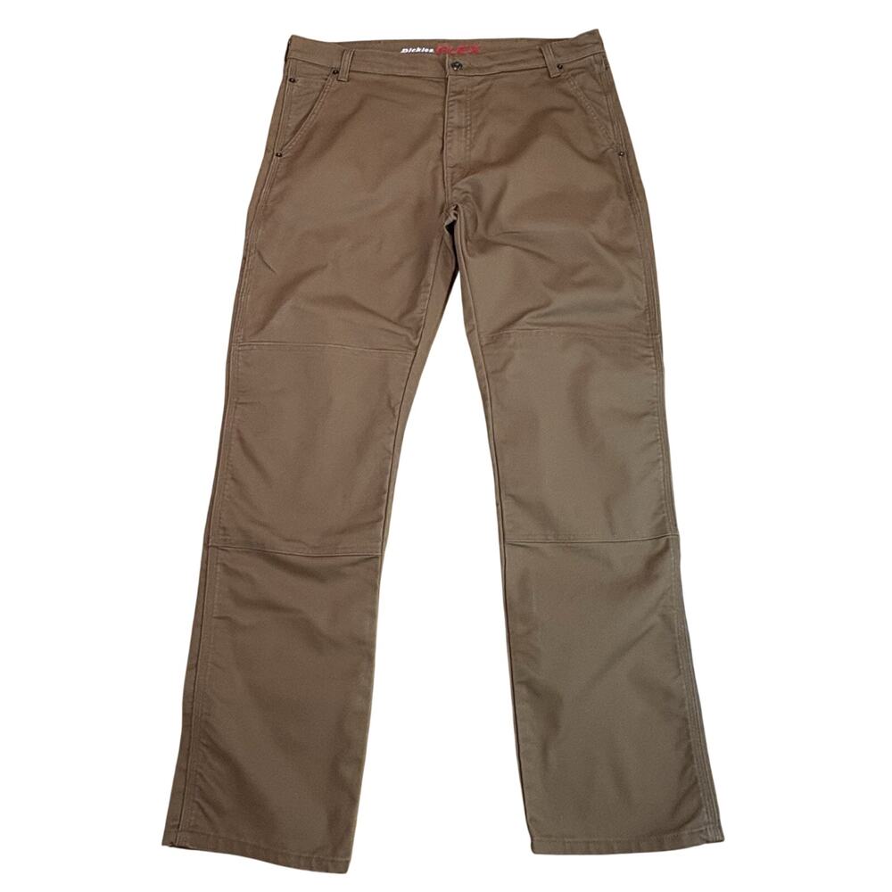 Dickies Flex Pants Men’s 38x34 Brown Regular Fit Tough Workwear Reinforced Knee